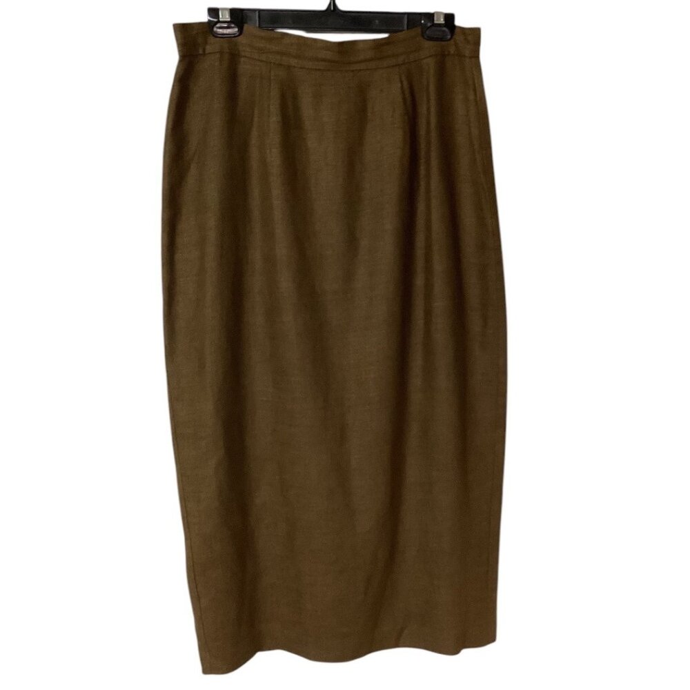 Vintage Ducci Brown Linen Pencil‎ Skirt Fully Lined - Women's Size 14